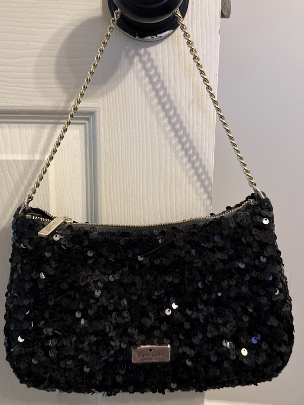kate spade Black Sequin Chain Shoulder Clutch - Picture 4 of 5